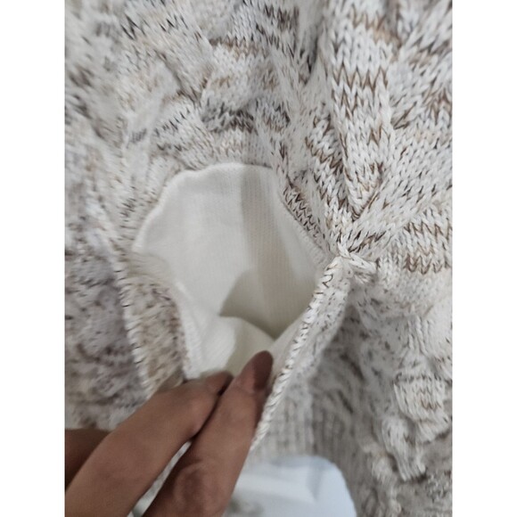 Lands' End Drifter Size 2X Oatmeal Heathered Cable Knit Cardigan Sweater - Picture 9 of 12